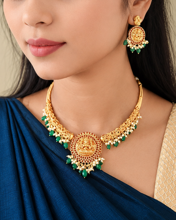 Hasli Lakshmi green bead Necklace