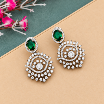 Cz Emerald Victorian American diamond necklace