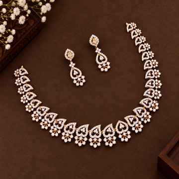 Gold plated AD stone Heart Design  necklace set