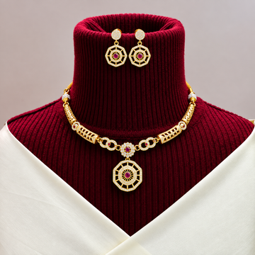 Turkish design Ruby stone gold plated necklace