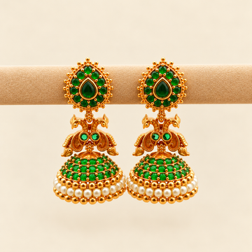 1 gram gold Tilak Jhumkas - Design 13