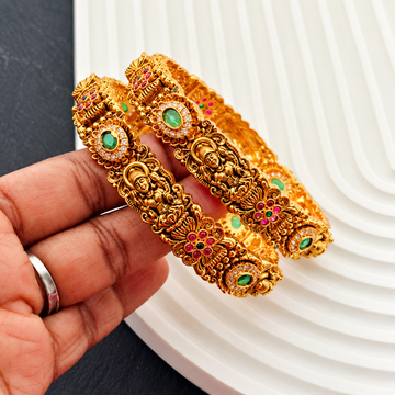 2 PC Set - Women Golden- floral& lakshmi Bangles