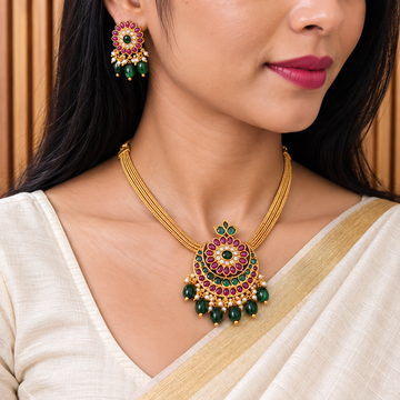 Kemp stone Chandbali Necklace set