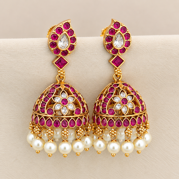 Ruby stone lightweight jhumkas