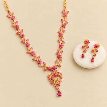 Gold Plated Necklace set - Ruby stone