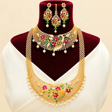 Elegant peacock & floral design Bridal wear