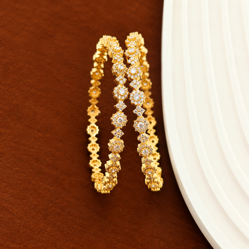 2 PC Set - Women Golden- AD stones-diamond- Bangles(2.10 Size)