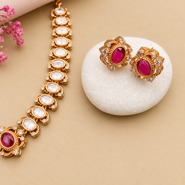Polki Kundan golden ruby necklace