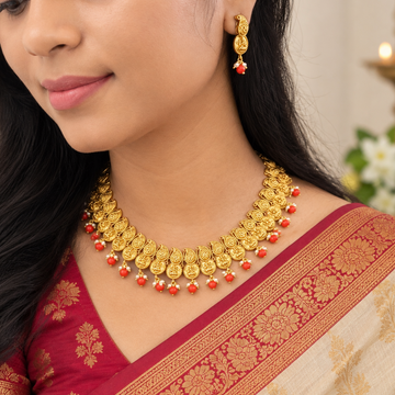 Antique Maanga Necklace - Coral Beads