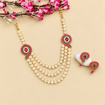 Floral Three layer stone necklace