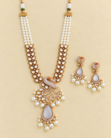 Peacock Doublet stone long Necklace