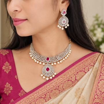American Diamond Ruby Necklace