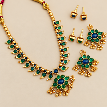 Reversible Budget Kemp Necklace Set - Blue/Green