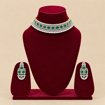 AD Emerald Square Necklace Set