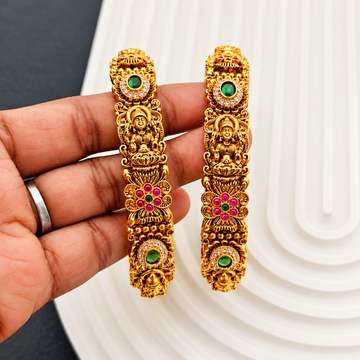 2 PC Set - Women Golden- floral& lakshmi Bangles