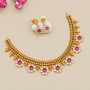 Traditional stone floral  short Necklace