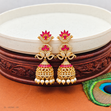 Micro gold AD stone Layered pearl jhumkas