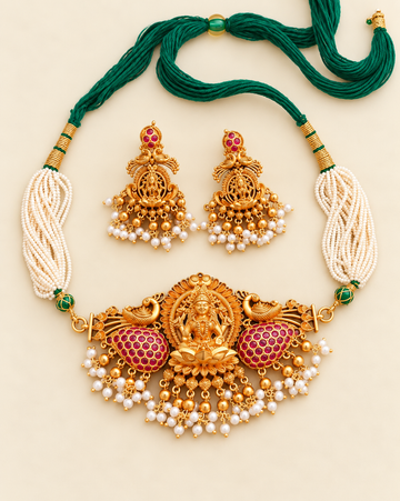 Lakshmi Peacock Pearl necklace set