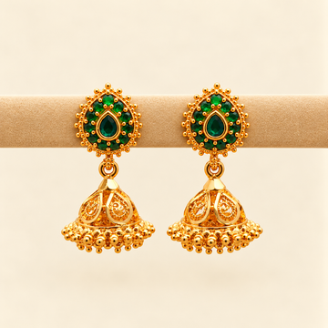 1 gram gold screw back Jhumkas - Design 11