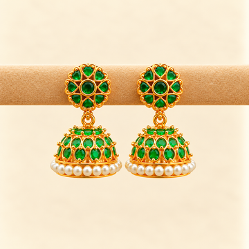 Gold plated flower Jhumkas - Design 8