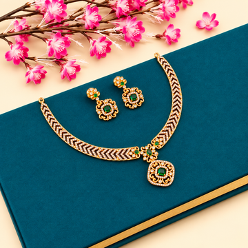Gold-toned Emerald Ruby necklace set
