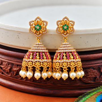 Gold Finish Multicolor Jhumkas