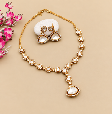 Geometric Polki Kundan stone Necklace