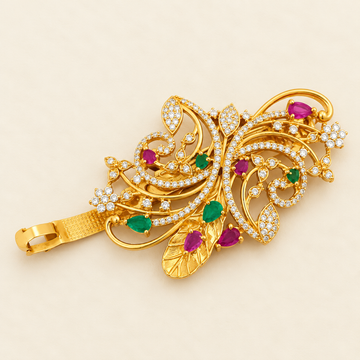 AD Ruby Emerlad Leaf Pattern Hair Clip