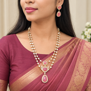 Pink - 2 layer Long Necklace set