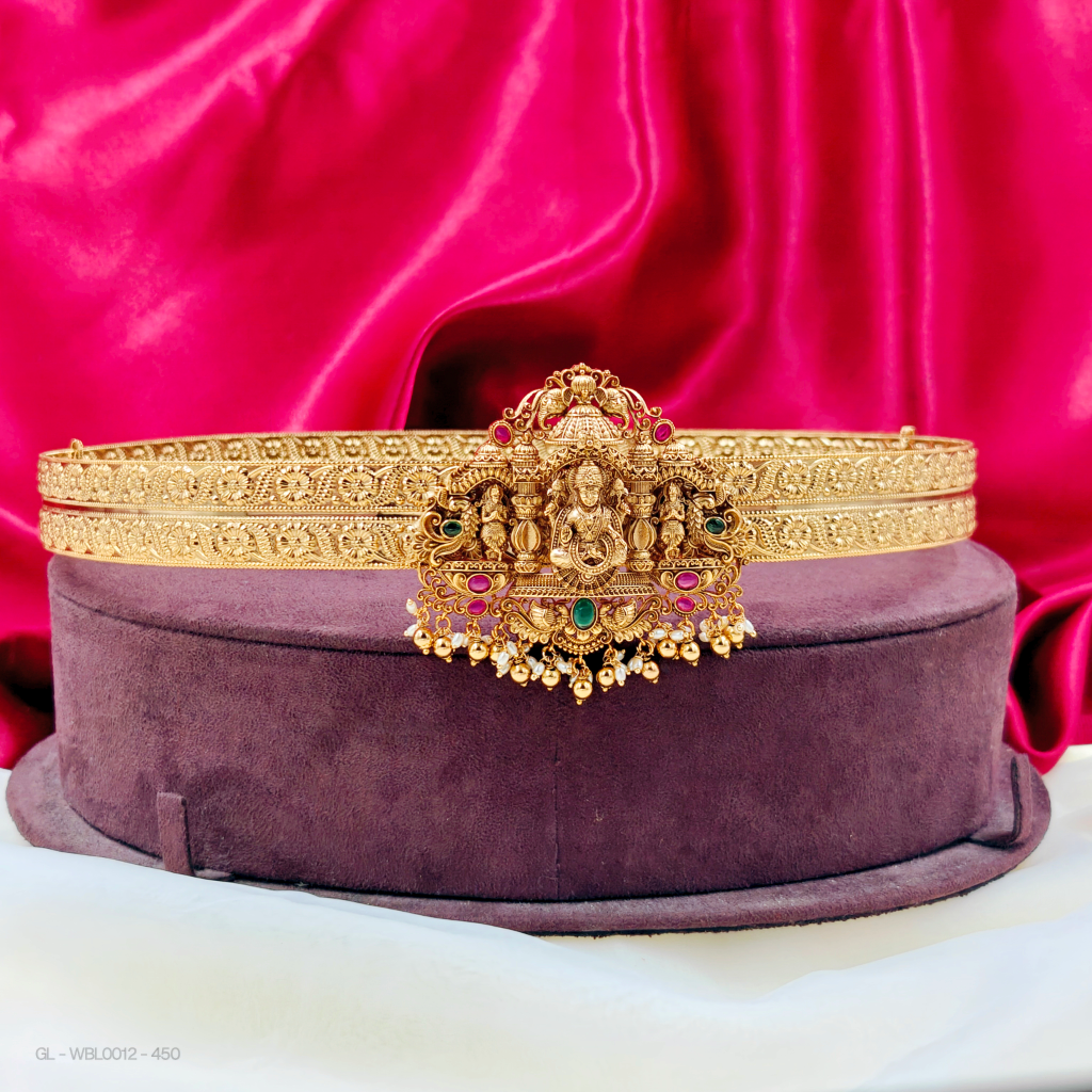 Adult hip belt-Center-Lakshmi-Design-Ruby-Emerald-Stones