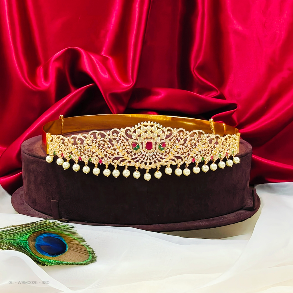 Teen hip belt [10 - 26 yrs] - Ruby- pearl-white stones