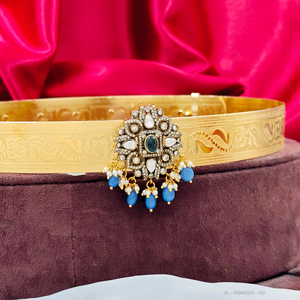Teens hip belt [10 - 26 yrs] -Blue-stone-Blue-Bead