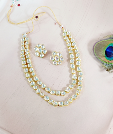 Two-line kundan necklace set