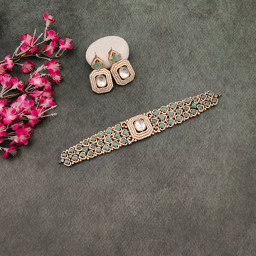 Cz choker style Mossanaite Set