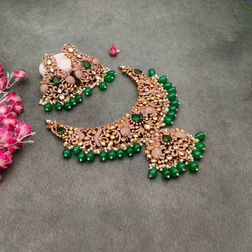 Mossanaite stone Victorian Bridal set