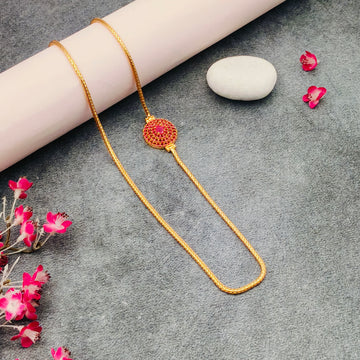 Gold Plated Ruby Stones Mogappu Chain