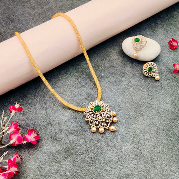 American diamond Elegant Locket set - Green
