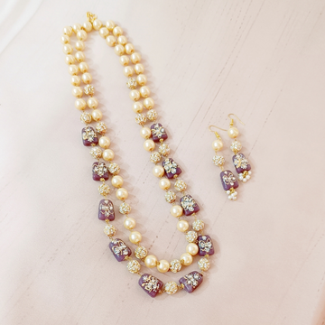 Multi-layered bead Mala set with pearl
