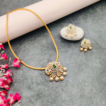 American diamond Elegant Locket set - Green