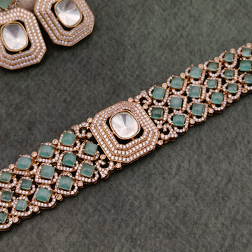 Cz choker style Mossanaite Set