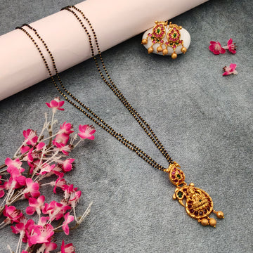 Black Bead Temple Locket set - Long