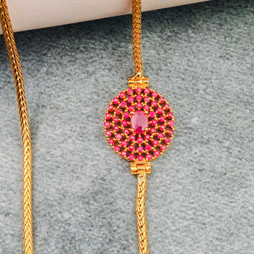 Gold Plated Ruby Stones Mogappu Chain