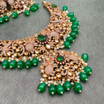 Mossanaite stone Victorian Bridal set