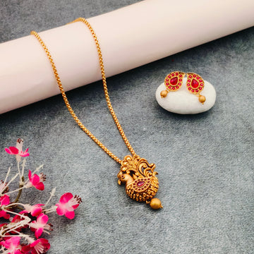 Gold matt finish Peacock design - locket set