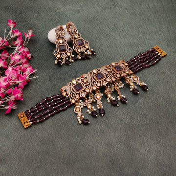 Mossanaite stone Victorian peacock choker