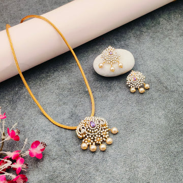 American diamond Elegant Locket set - purple