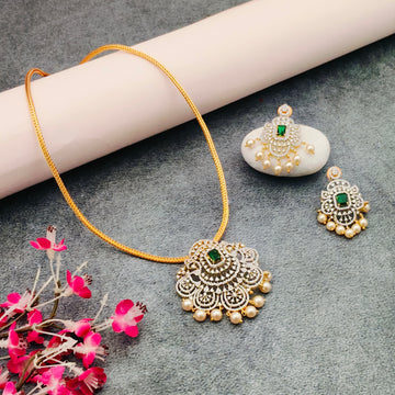 American diamond Elegant Locket set - Emerald