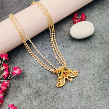 Pearl Mala Tiger nail Necklace Set