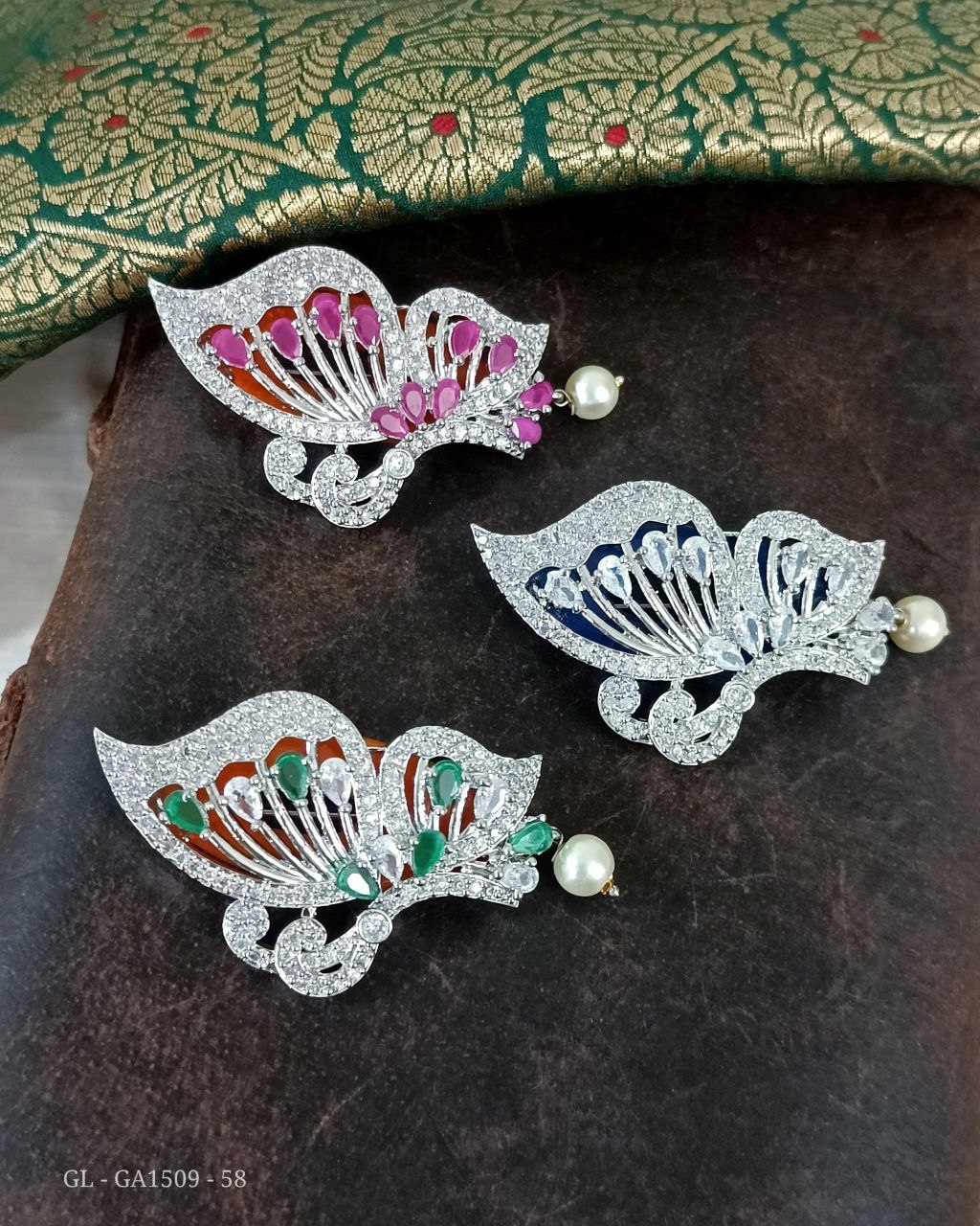 Butterfly Saree Brooch Pin - Silver Finish