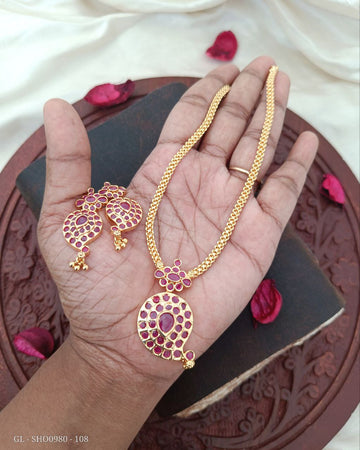 Micro gold Plated Ruby Mango Short necklace GL-SHO0980-108